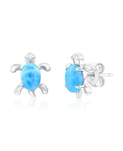 Серьги-гвоздики Caribbean Treasures Sterling, Turtle Larimar
