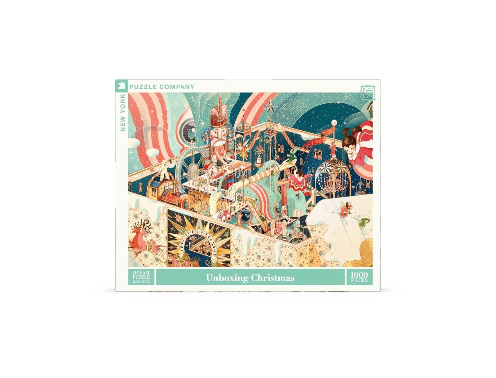New York Puzzle Company Unboxing Christmas 1000 Piece Linen Puzzle, Ages 13+