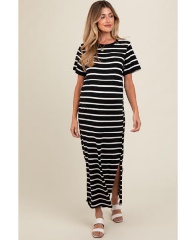 Pinkblush Women's Red Striped Side Slit Maxi Dress
