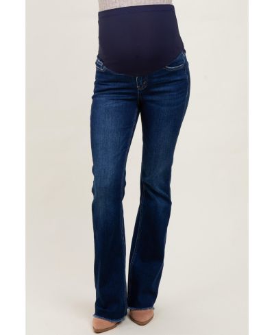 Женские джинсы Pinkblush Navy с необработанным краем и кройка bootcut