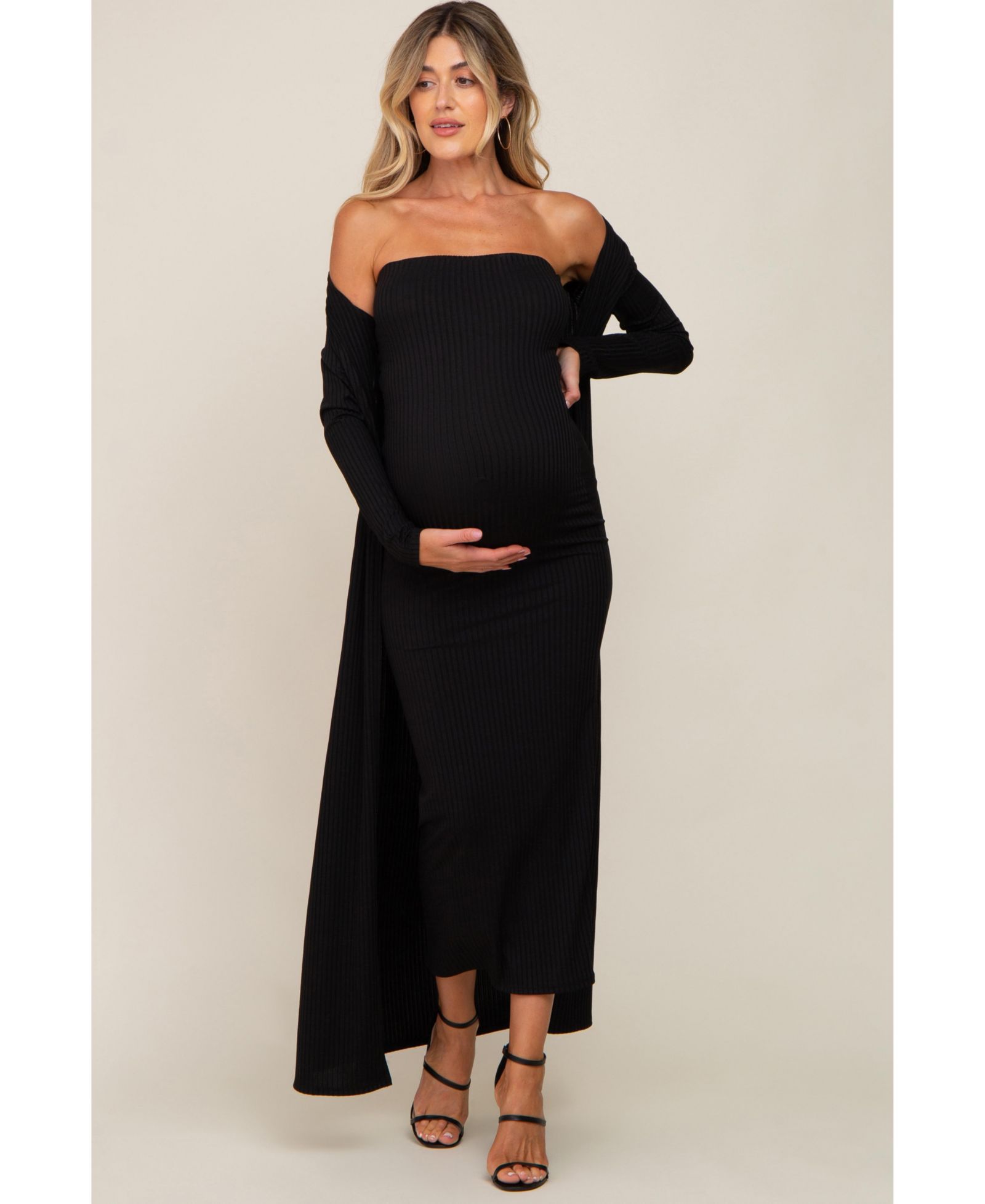 Женский комплект: кардиган и платье без рукавов с ребристой тканью Pinkblush Black
