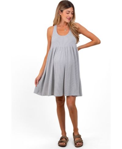 Pinkblush Women's Blue Ribbed Sleeveless Open Back Midi Dress