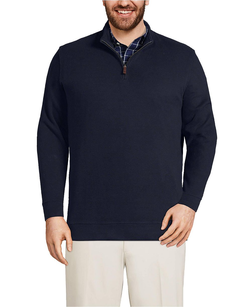 Lands' End Big & Tall Bedford Rib Quarter Zip Pullover Sweater