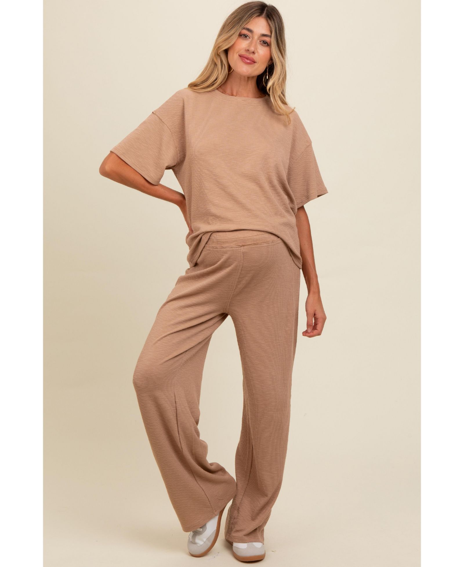 Женский комплект Pinkblush Textured Knit Oversized Tee и брюки