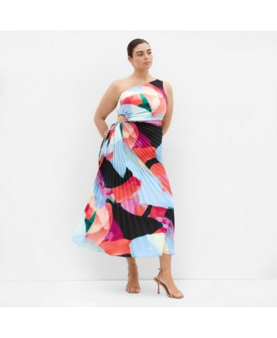 CITY CHIC Women's Aliza Facet Print Pleat Maxi Dress