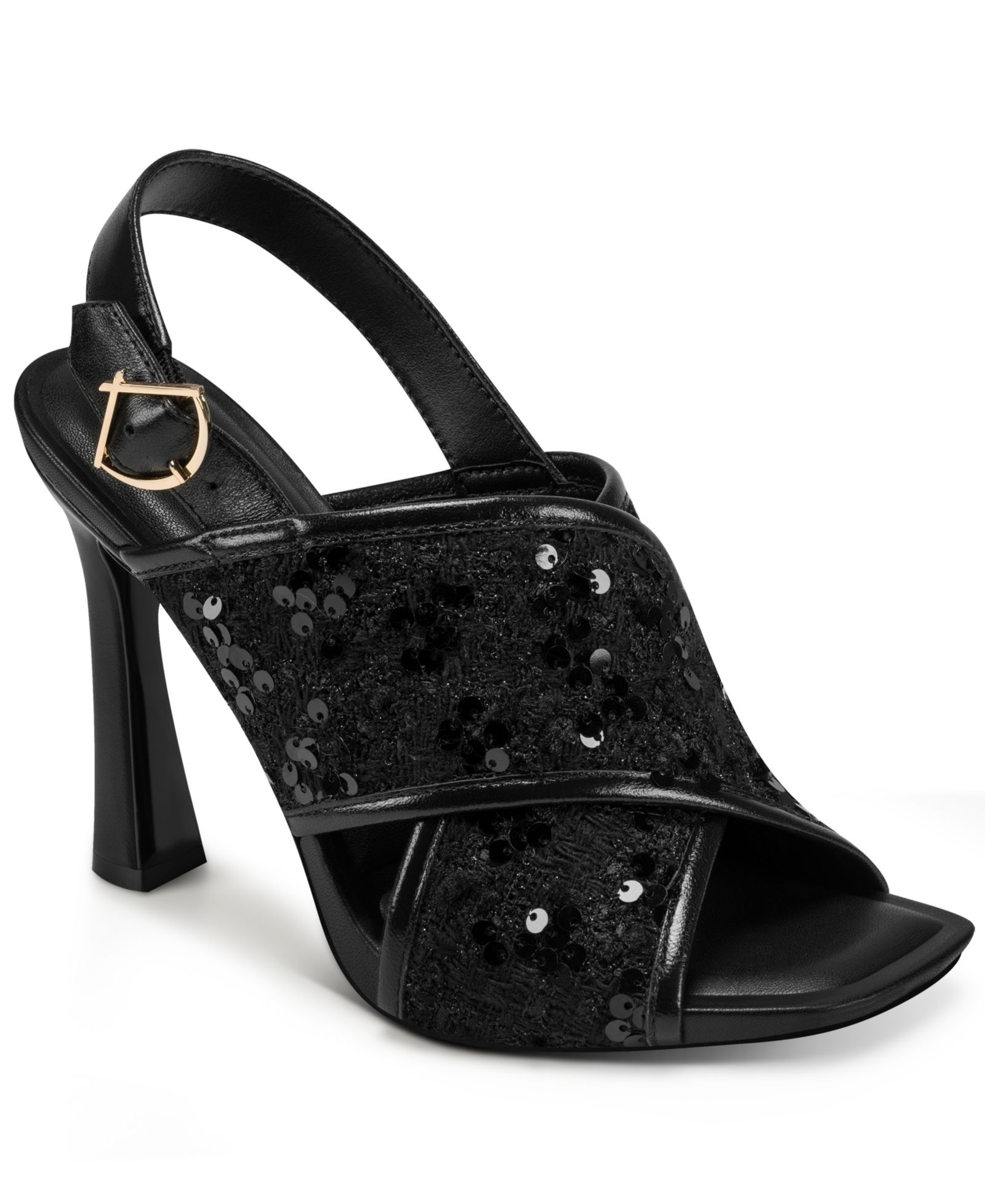 KARL LAGERFELD PARIS Women's Colbie Crossband Sequin Dress Sandals