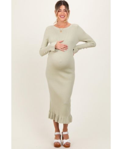 Pinkblush Women's Denim Ribbed Knit Bow Back Maxi Dress
