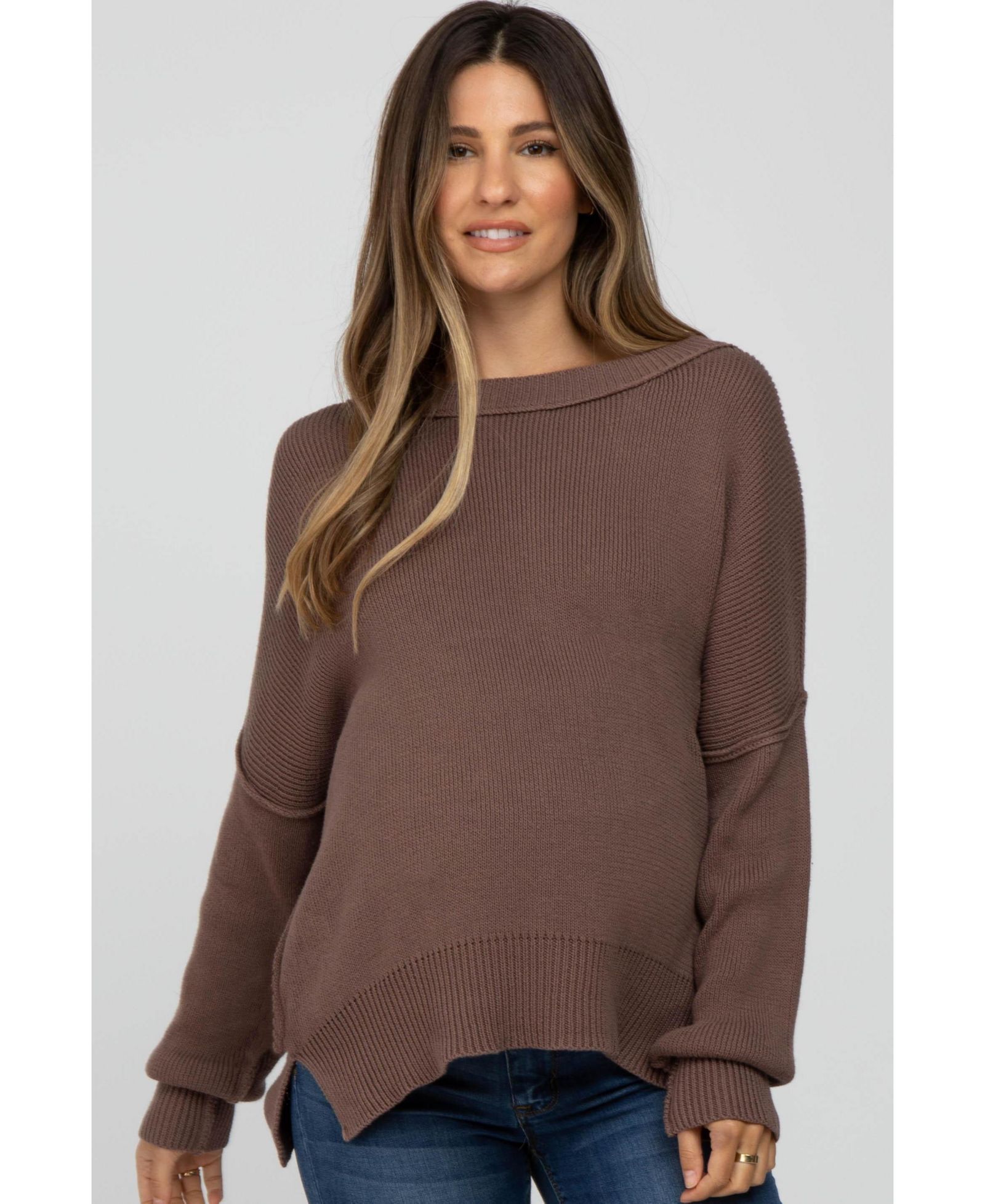 Свитер Pinkblush с открытыми швами и разрезом сбоку, Maternity