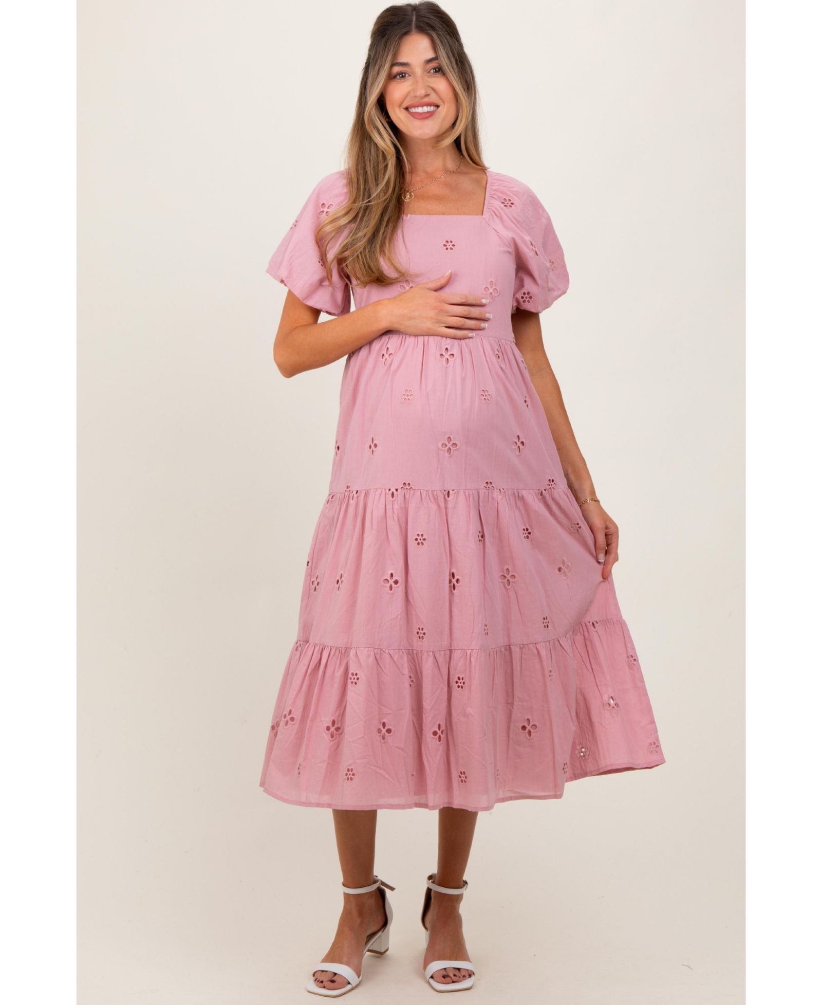 Женское миди-платье Pinkblush с квадратным вырезом и отделкой eyelet