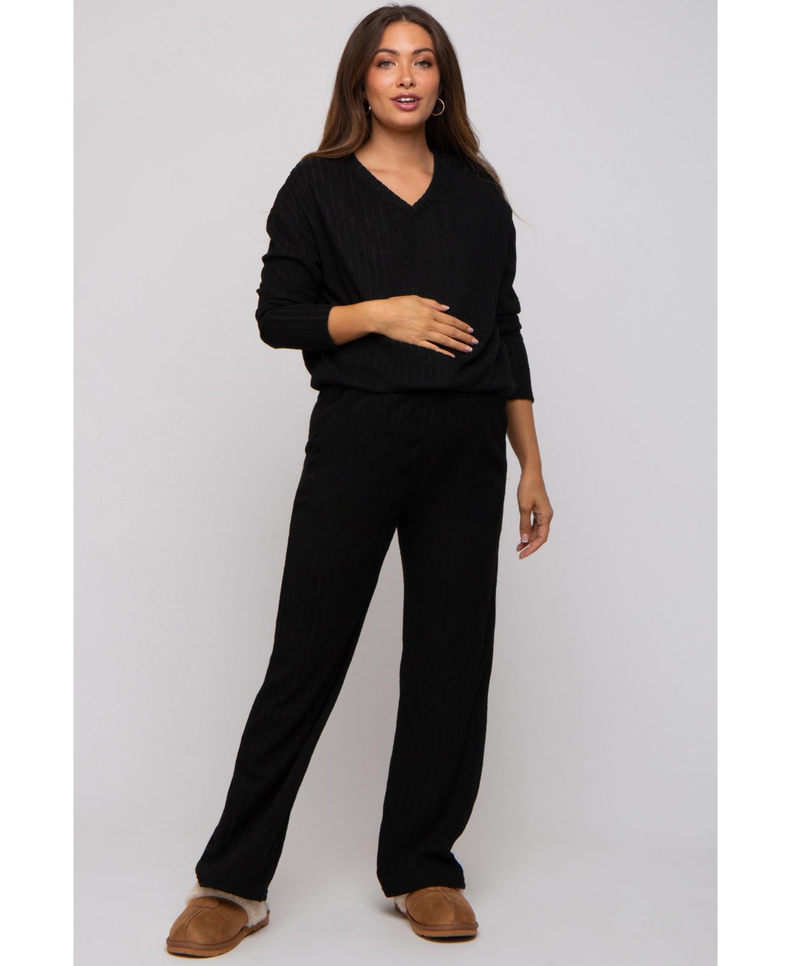 Pinkblush Women's Light Blue Ribbed Soft Knit Long Sleeve Pajama Set