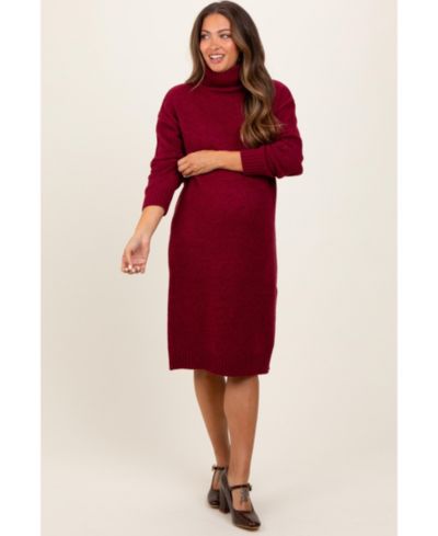 Pinkblush Women's Turtleneck Side Slit Midi Sweater Dress