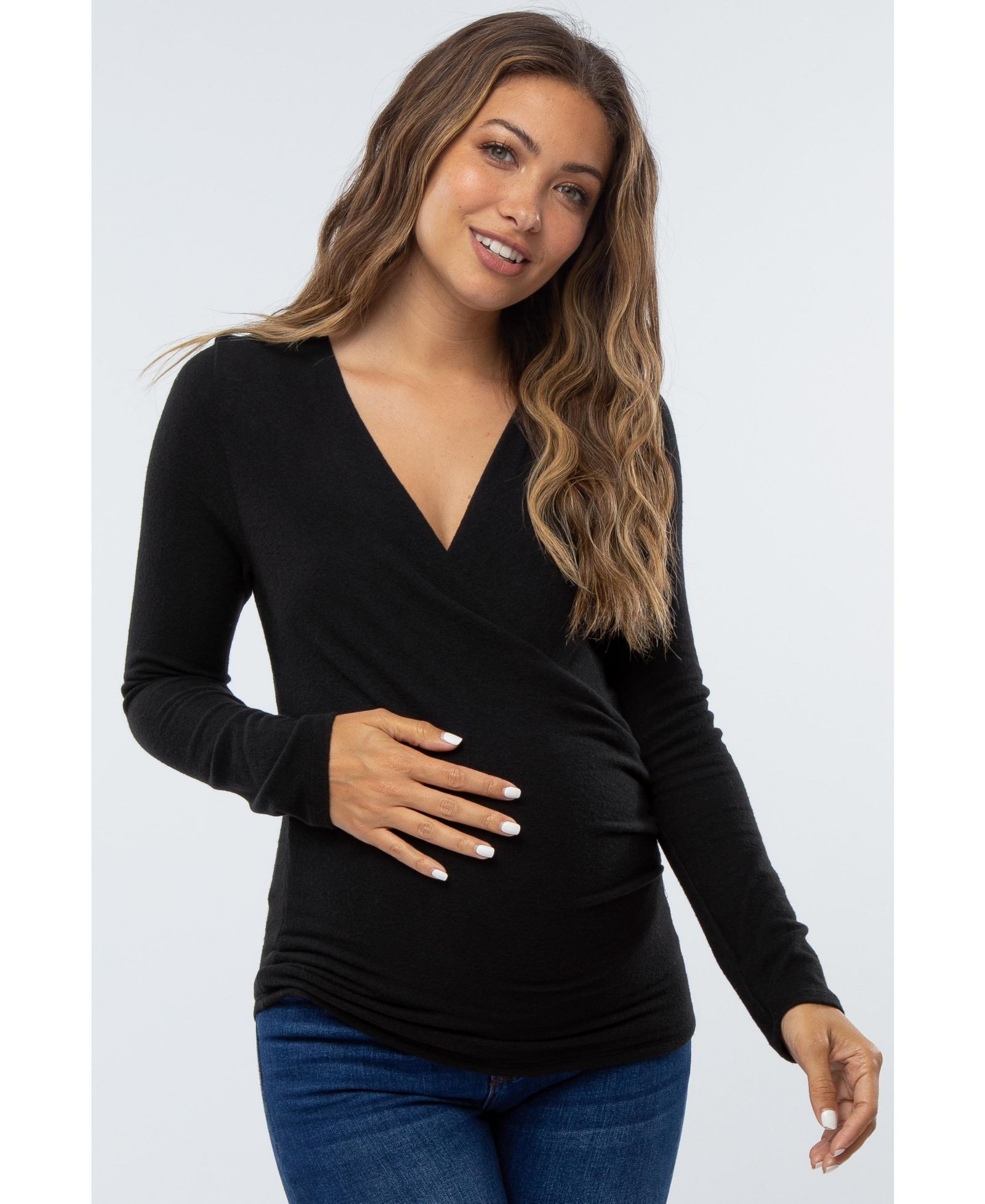Женский топ Pinkblush Black Brushed Knit Wrap Front