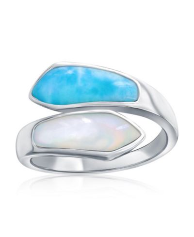 Caribbean Treasures кольцо Steling, MOP & Larimar Bypass