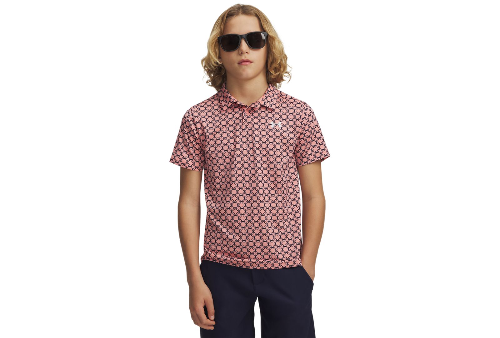 Under Armour Boys' 6-20  Matchplay Printed Polo Two Button Pocket Polo Shirt