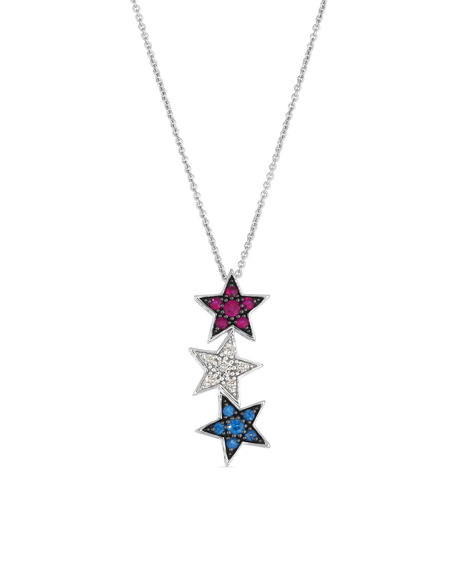 Le Vian Sapphire (0.14 ct. t.w.), Ruby (0.15 ct. t.w.) and Vanilla Diamond (0.11 ct. t.w.) Star Pendant Necklace in 14k Vanilla Gold