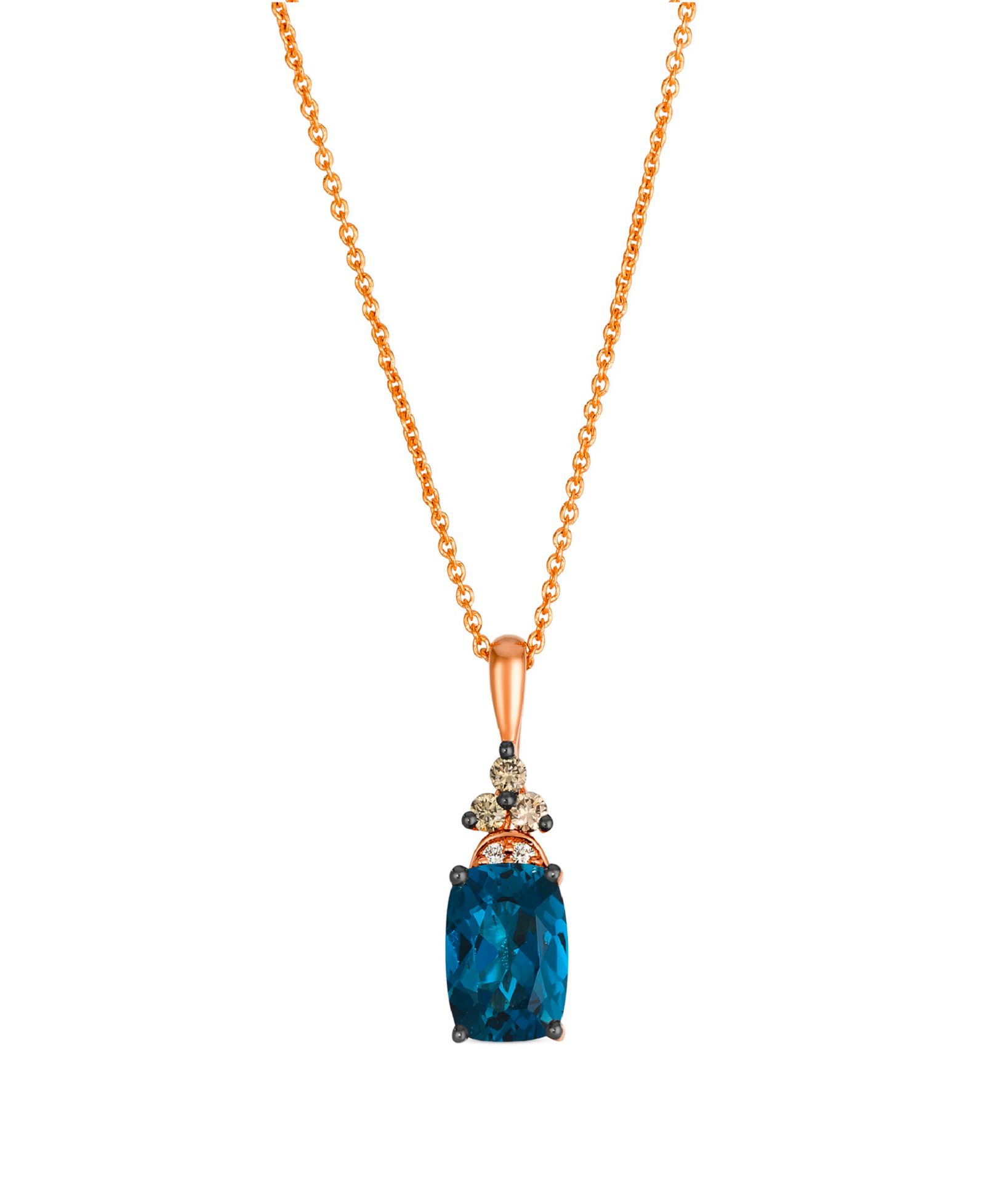 Le Vian ожерелье с синим топазом, шоколадным и ванильным бриллиантами в 14k Strawberry Gold