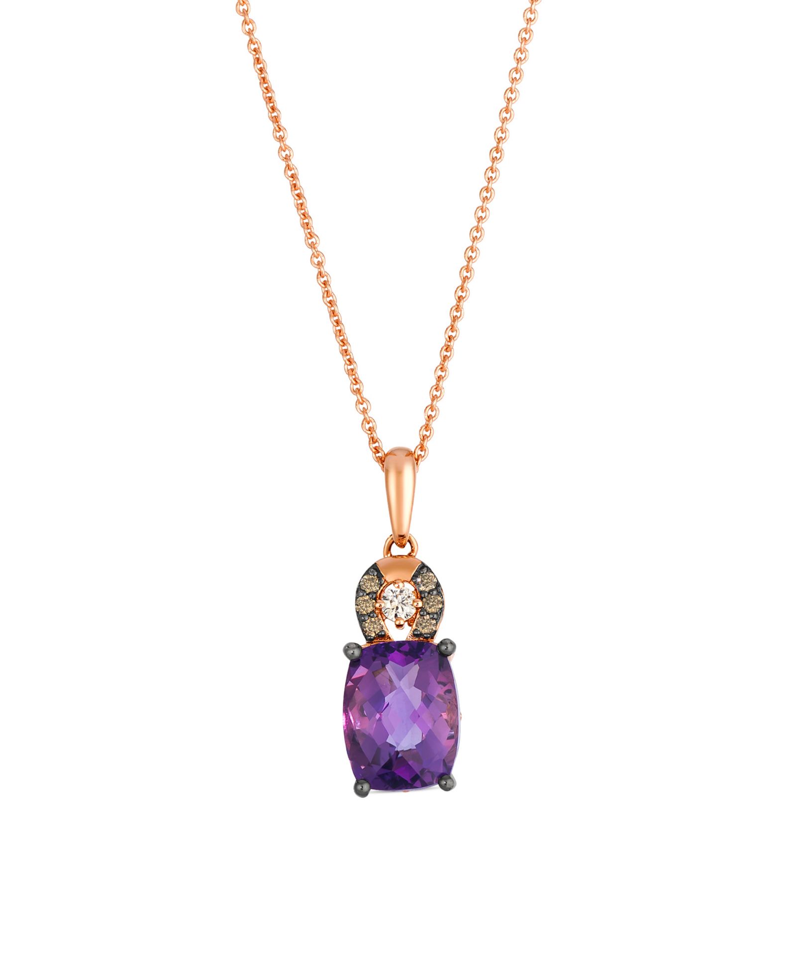 Колье-подвеска Le Vian Amethyst (1.90 ct. t.w.), Vanilla and Chocolate Diamond в 14k Strawberry Gold