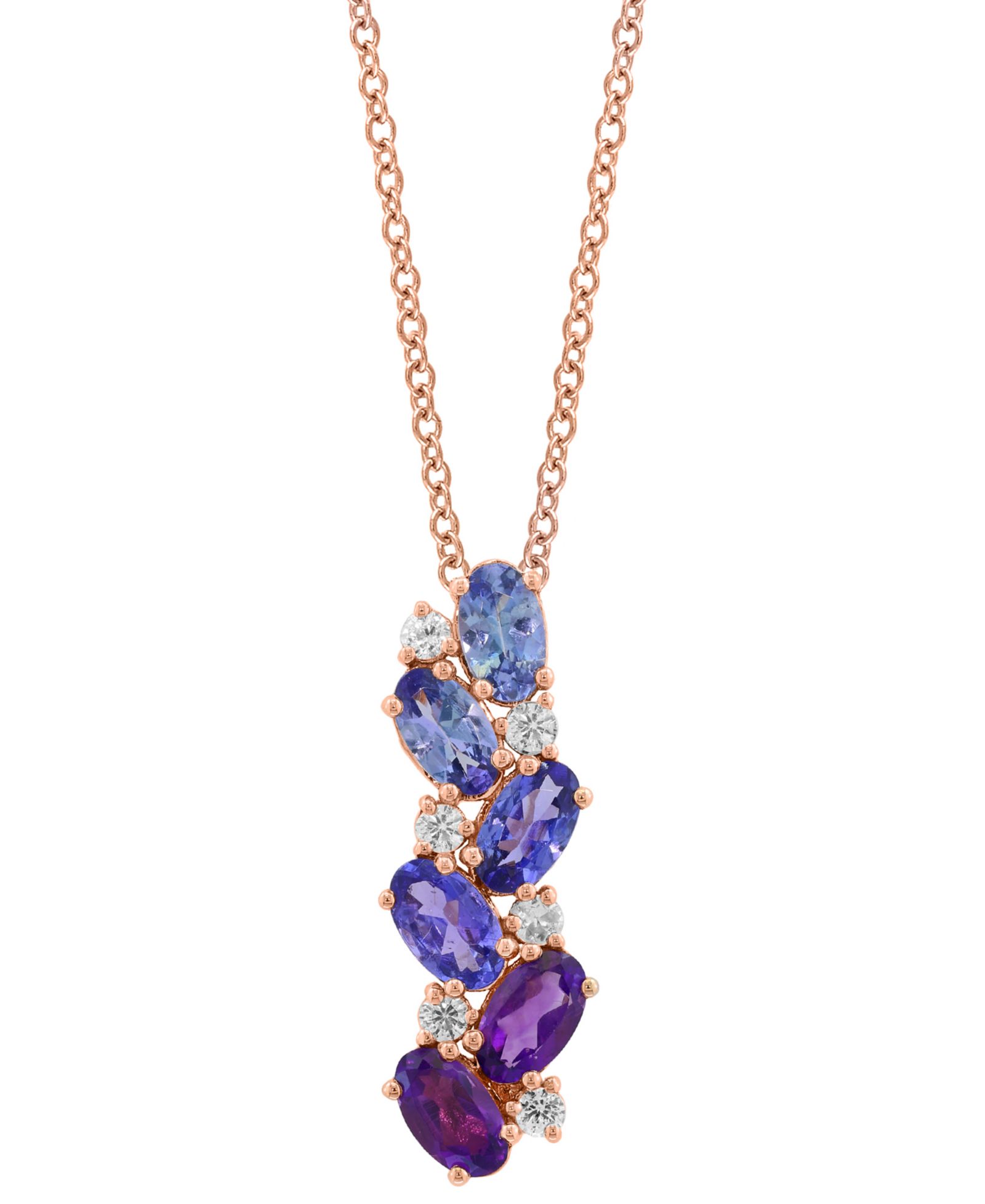 Ожерелье EFFY Collection White Sapphire Amethyst and Tanzanite в 14k Rose Gold