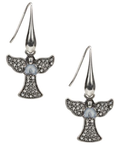 Серьги-подвески Patricia Nash Glass Stone Silver-Tone Angel Drop