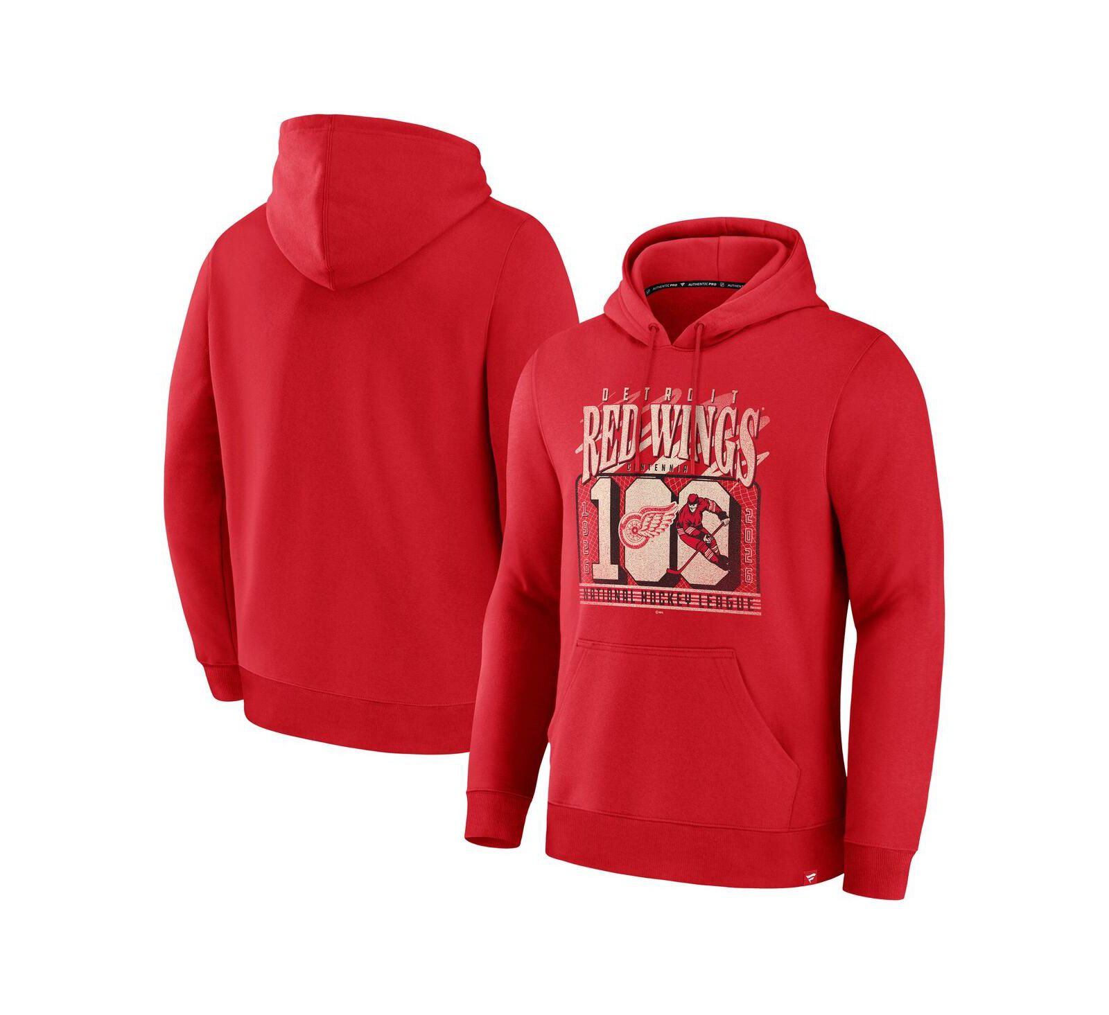 Мужское красное худи Fanatics Detroit Red Wings Centennial Legacy Fleece