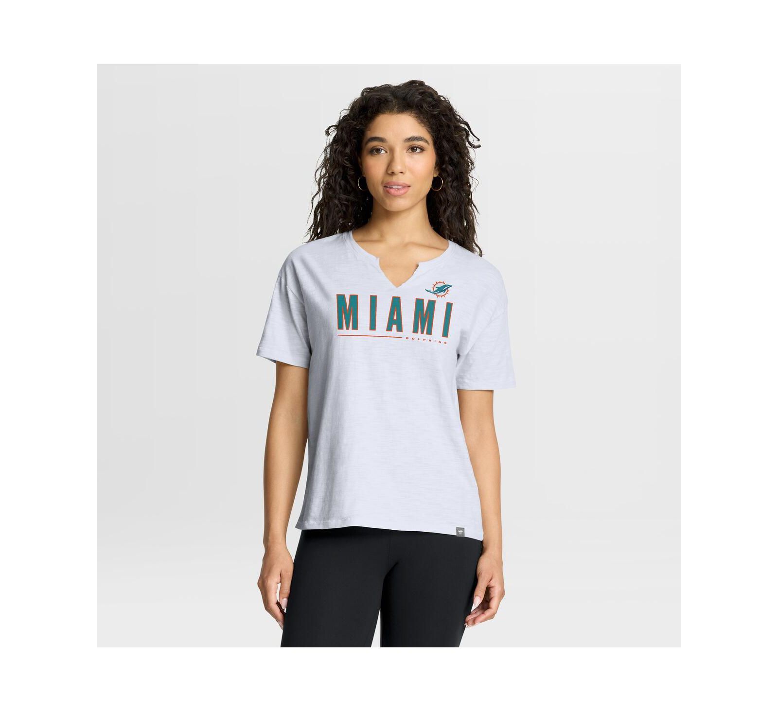 Fanatics Women's White Miami Dolphins Redzone Slub Boxy T-Shirt