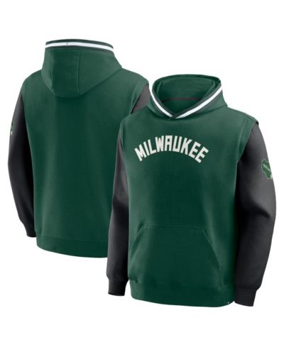 Fanatics Мужская толстовка Milwaukee Bucks Half Court Shot Clock Fastbreak Hunter Green/Black