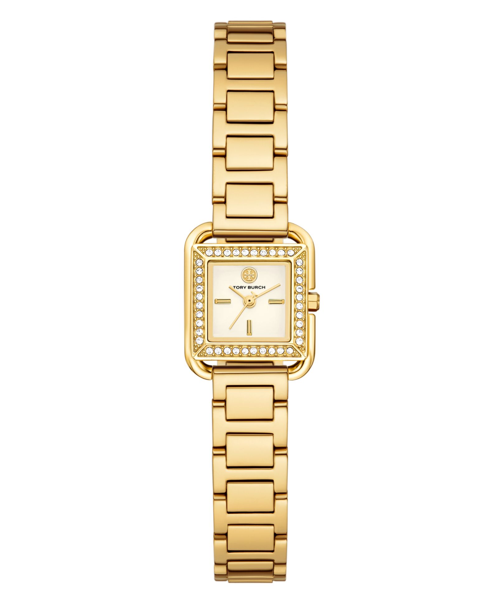 Tory Burch Women's The Kira Square Small Quartz Three-Hand Gold Stainless Steel, 19mm