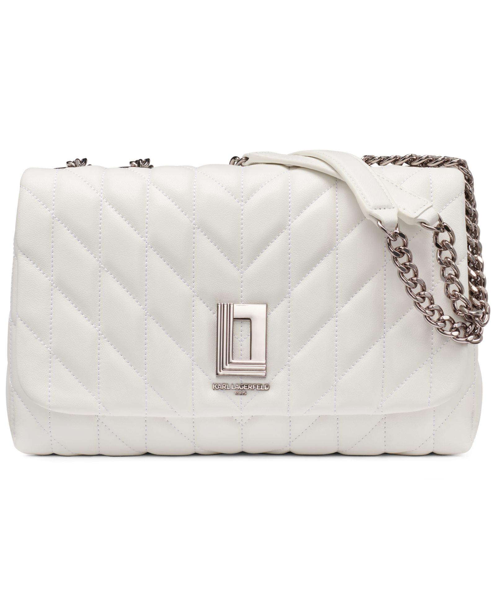 KARL LAGERFELD PARIS Lafayette Medium Leather Shoulder Handbag