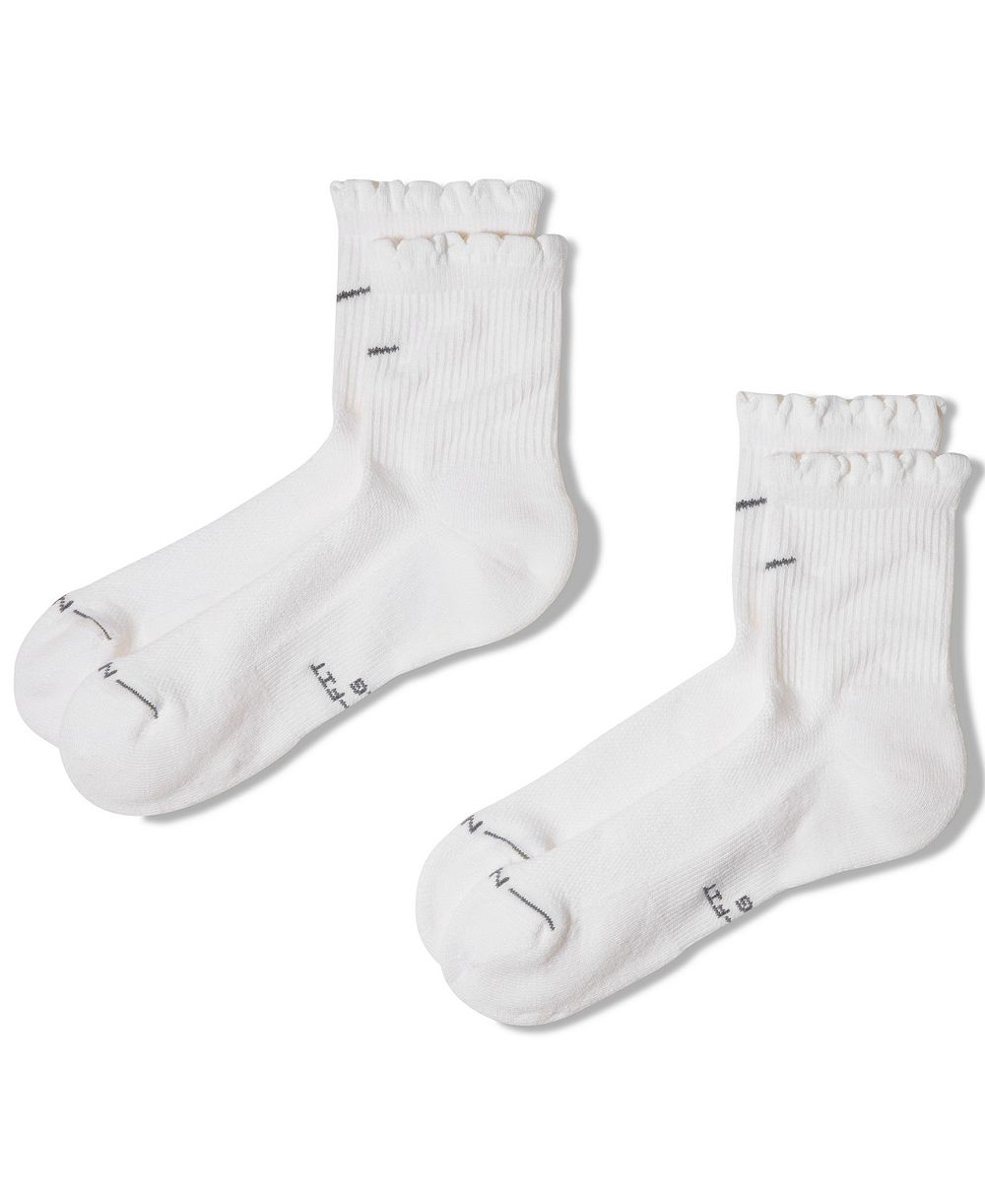 Nike Women's Scalloped Everyday Elevated Crew Socks,  2-Pack