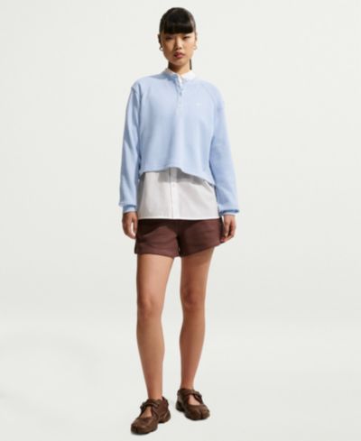 Nike Женский спортивный топ Henley с удлиненным рукавом и свободным кроем Chill Waffle