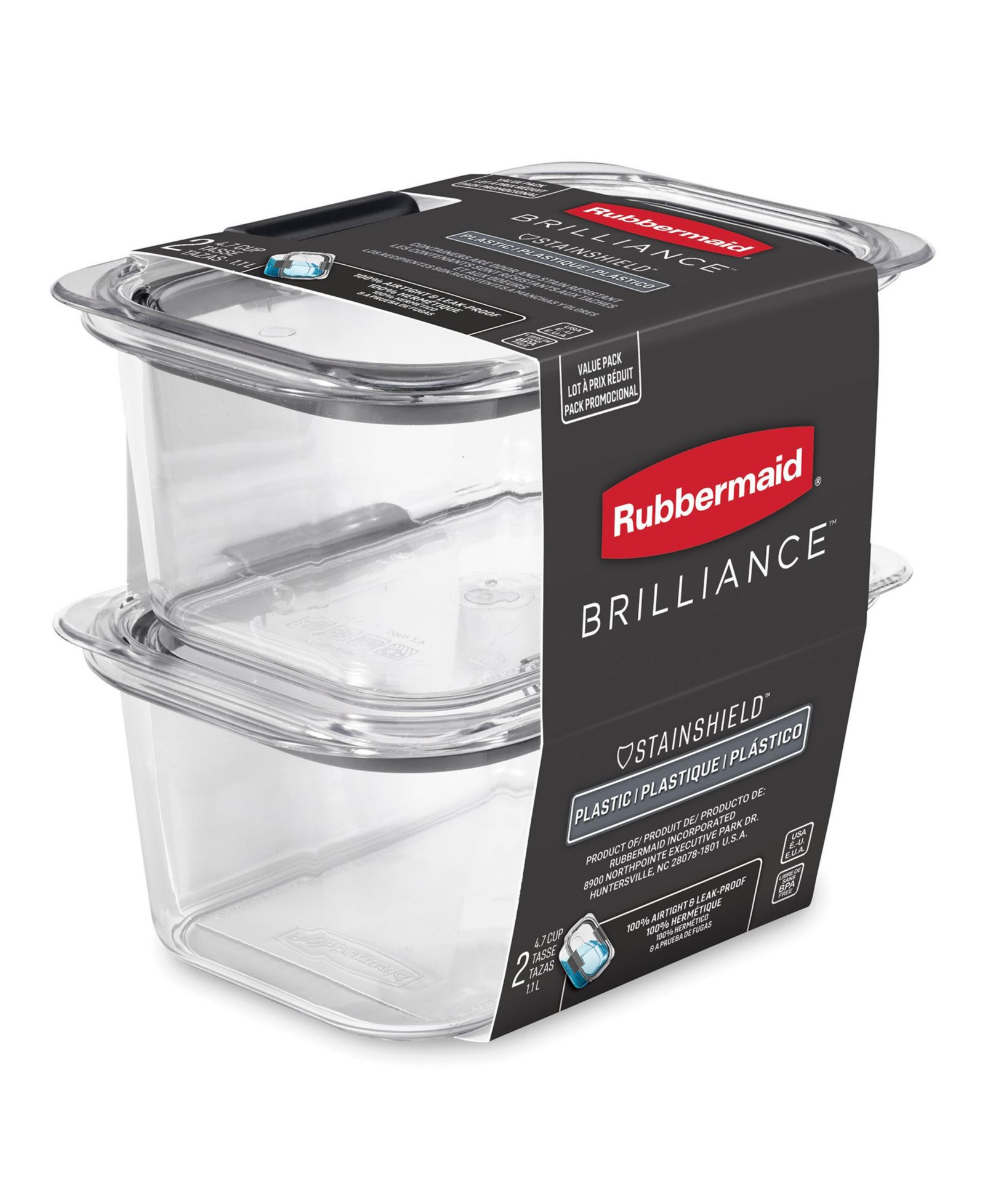 Rubbermaid Brilliance 2-Pack 4.7-Cup Food Storage Container