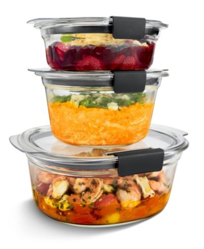 Rubbermaid Brilliance 6-Pc. Glass Round Leak Proof Food Storage Containers Set