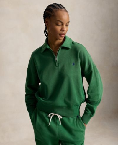 Женская хлопковая толстовка Polo Ralph Lauren с воротником-стойкой и молнией
