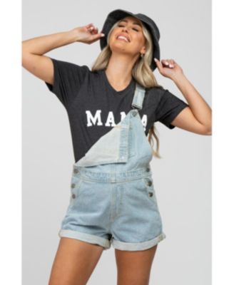 Pinkblush Women's Light Blue Denim Short Overalls
