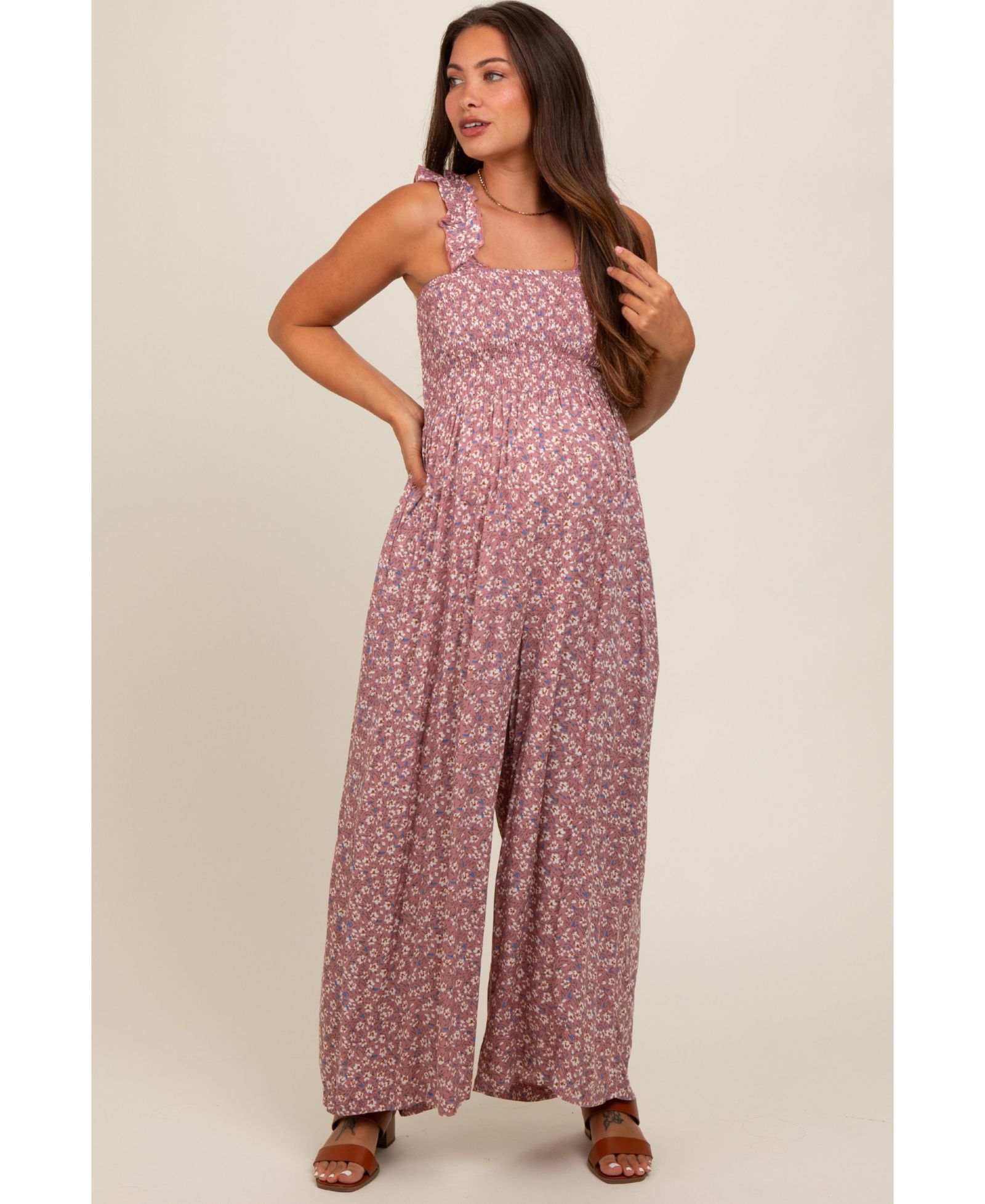 Pinkblush Women's Teal Floral Flowy Jumpsuit