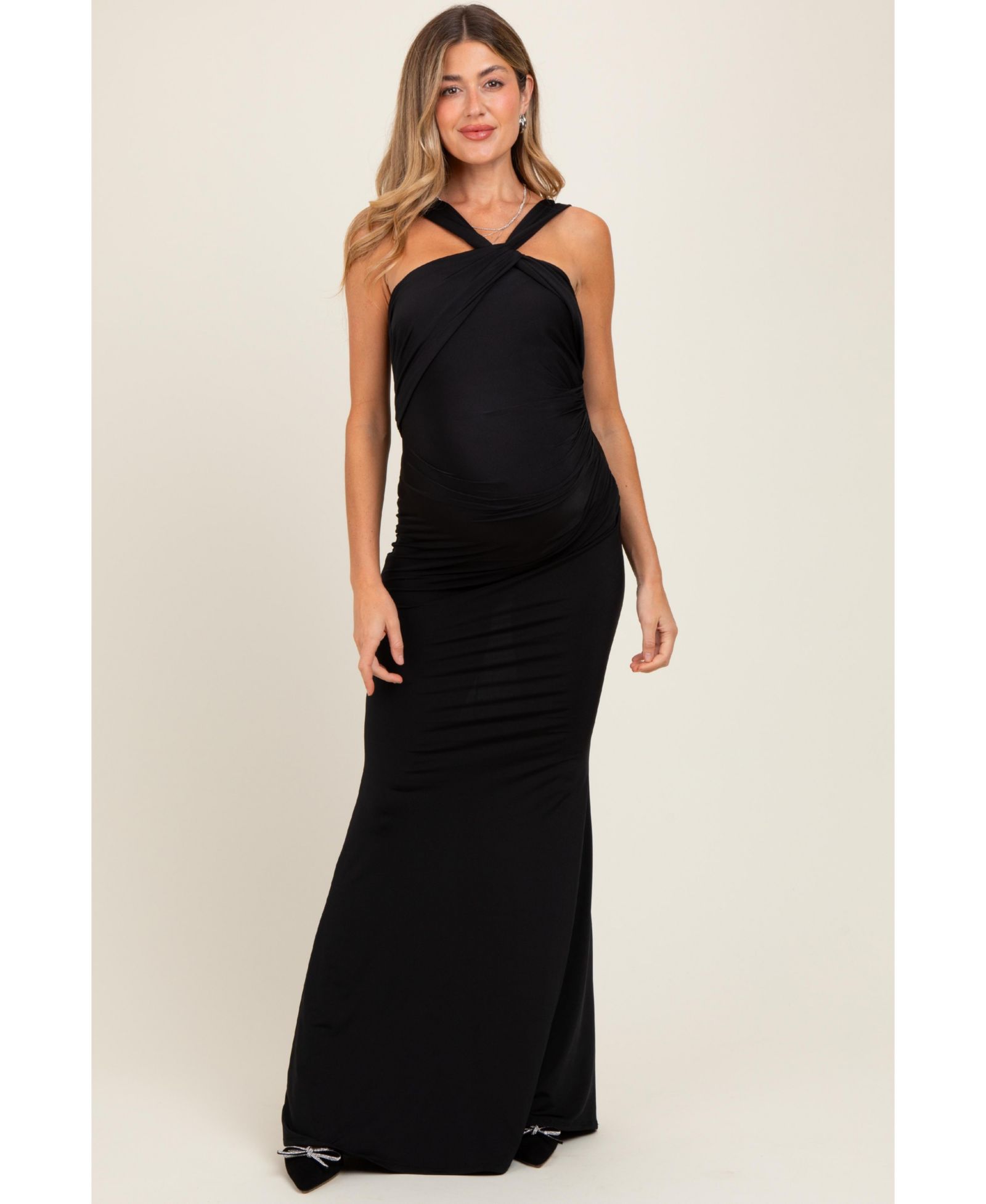 Женское макси-платье Pinkblush Black Twist Front Ruched