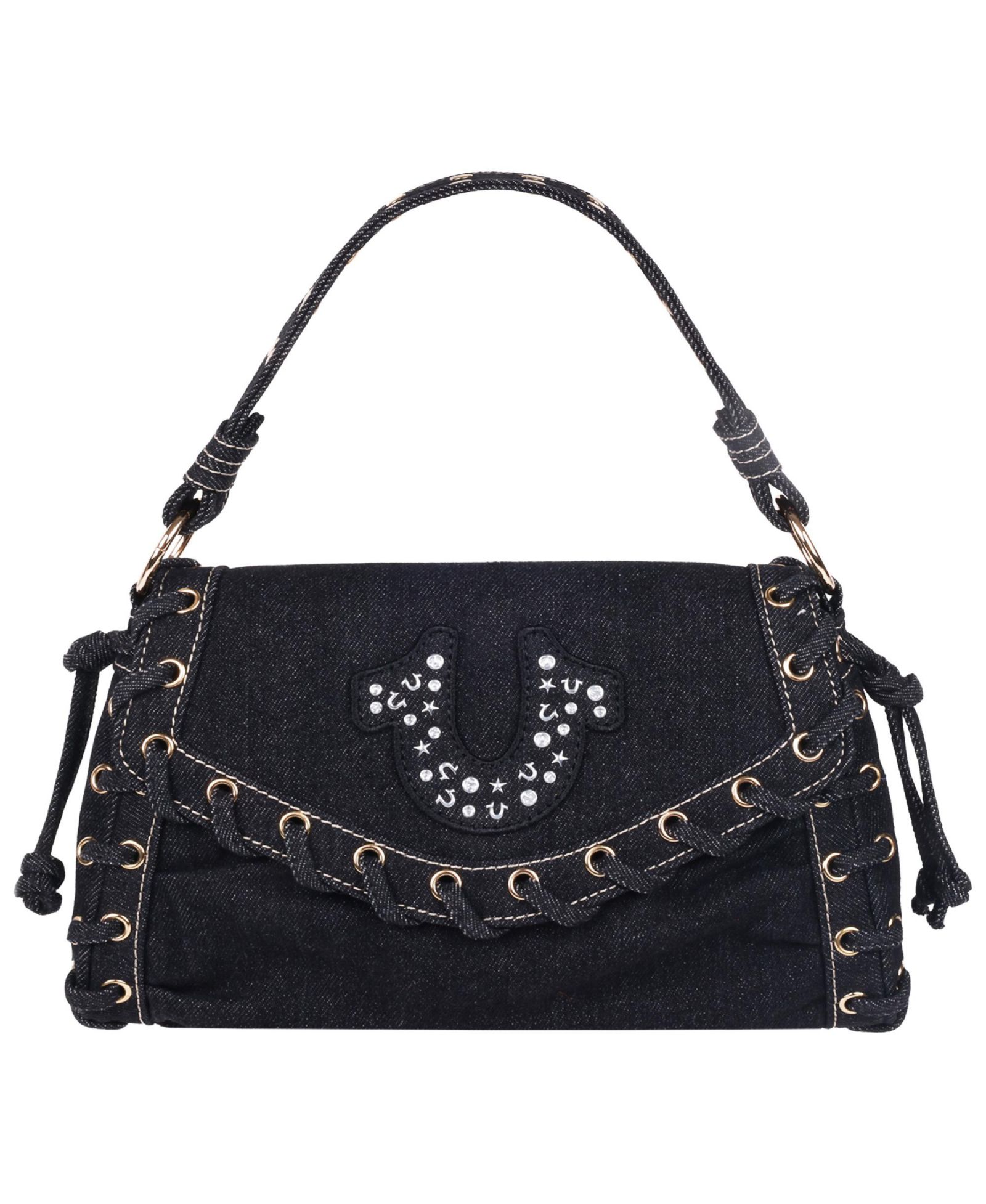 Сумка True Religion Studded Horseshoe Eyelet Denim Flap