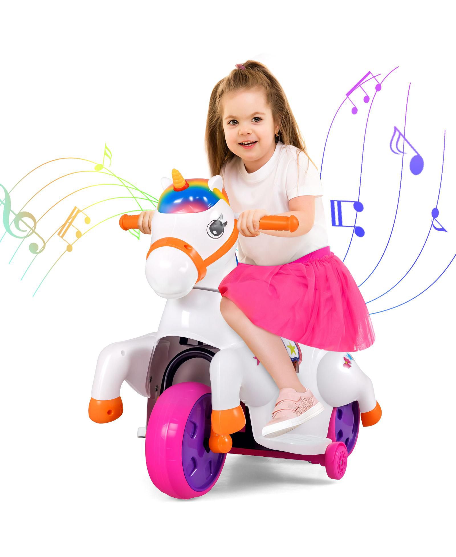 Игрушка-транспорт Gymax Unicorn для детей с колесами и LED дисплеем