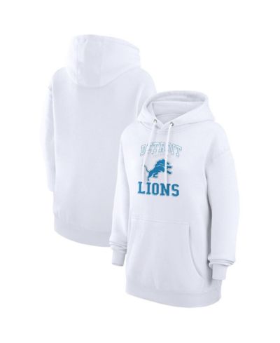 G-III 4Her by Carl Banks Women's White Detroit Lions Team Logo Graphic Fleece Tri-Blend Pullover Hoodie