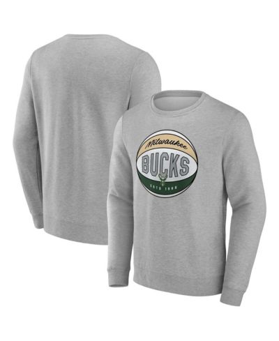 Fanatics Men's Gray Milwaukee Bucks True Classics Hard Color Fleece Pullover Sweatshirt