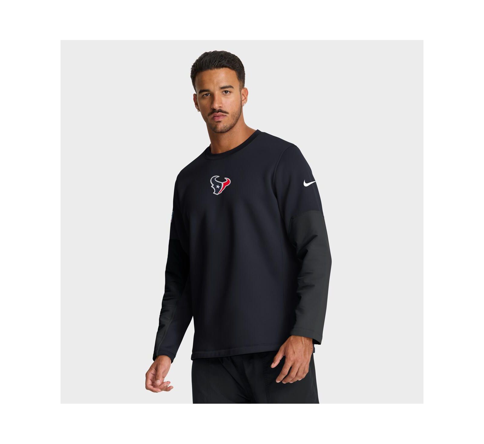 Мужская футболка Nike Navy Houston Texans Sideline Coach Therma-FIT Long Sleeve