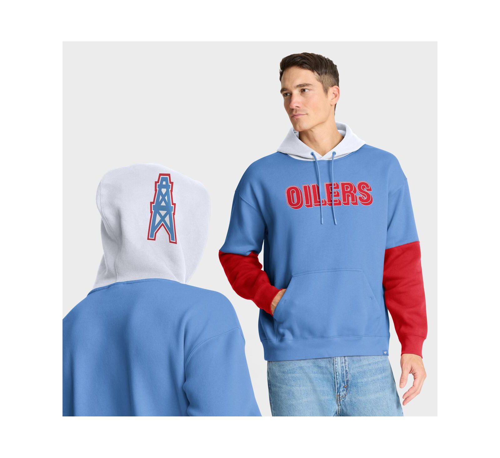 Мужское худи Fanatics Light Blue Tennessee Titans Helmet Retro Pullover