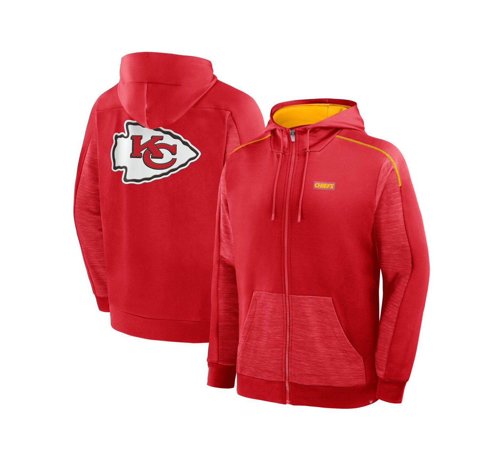 Мужское худи Fanatics Kansas City Chiefs Checkdown Pass, красное, на молнии