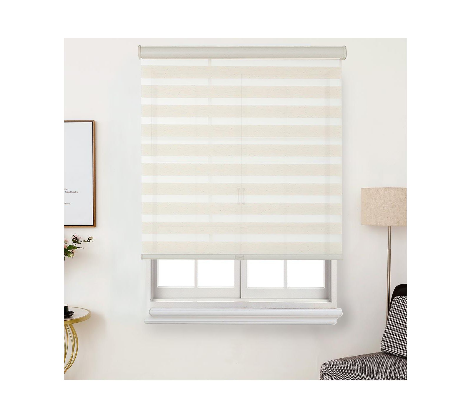 Зебра-штора Shadisfy FauxLinen Zebra Shade, без шнура, двухслойная