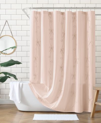 Peri Home Sasha Bows Cotton Shower Curtain, 72" x 72"