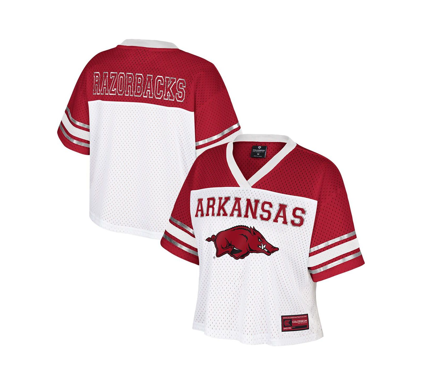 Женская укороченная футбольная джерси Colosseum White Arkansas Razorbacks Treasure