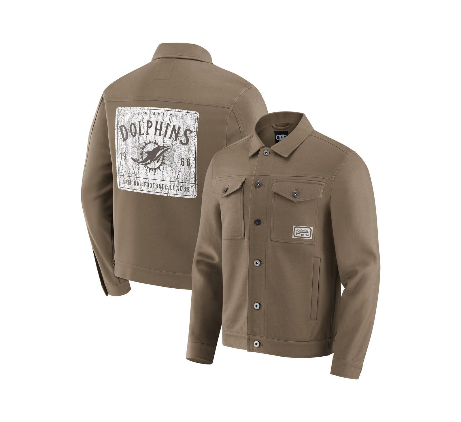 Мужская куртка Darius Rucker Collection by Fanatics x NFL Men's Tan Miami Dolphins Trucker Full-Button Jacket