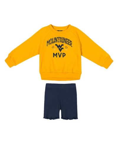 Детский комплект Colosseum Girls Toddler 2-Piece: золотая/темно-синяя флисовая толстовка и шорты West Virginia Mountaineers Beta