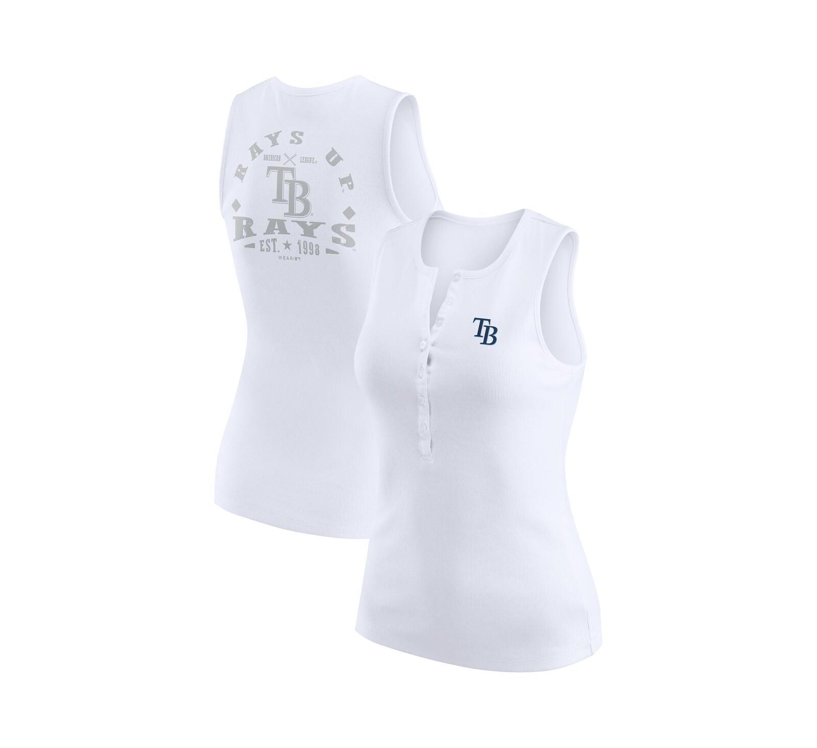 WEAR by Erin Andrews Женский трикотажный топ-майка Henley белого цвета Tampa Bay Rays