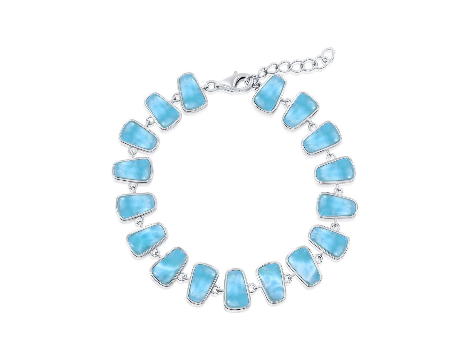 Браслет Sterling, Triangle Design Larimar Link